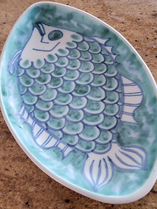 Andersen Design Other - ANDERSEN DESIGN Art Pottery Oval Fish Platter VTG Blue/Green MCM Boothbay Maine